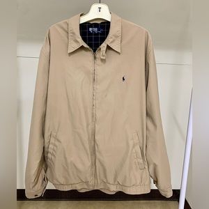 Vintage Men's XL TALL Ralph Lauren Polo Beige Check Lined Lightweight Jacket